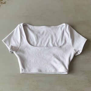 Tiger Friday White Ribbed Crop Top